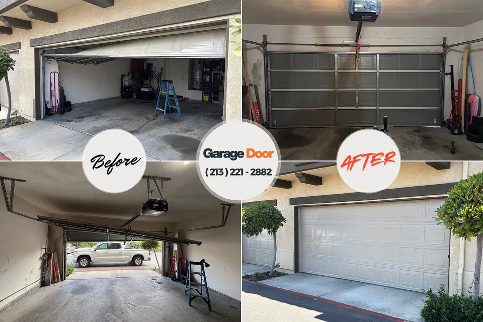 Before and after: garage door repair Cumberland Center, ME
